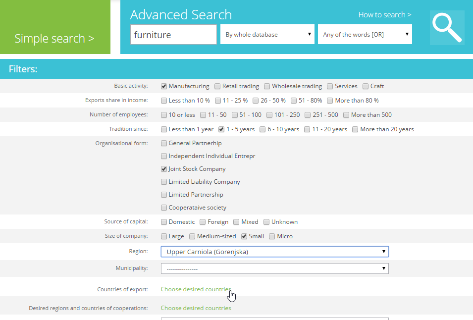 SloExport Advanced Search